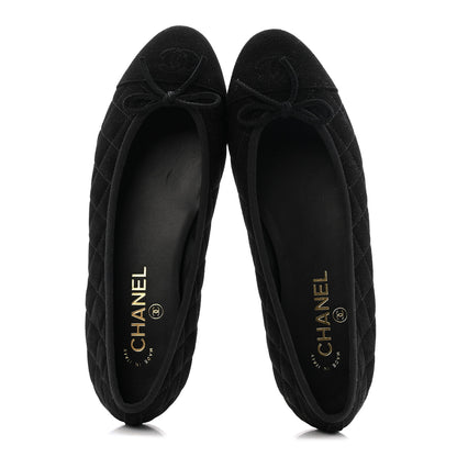 Chanel Suede Quilted Cap Toe CC Ballerina Flats 39.5 Black 2 of 11