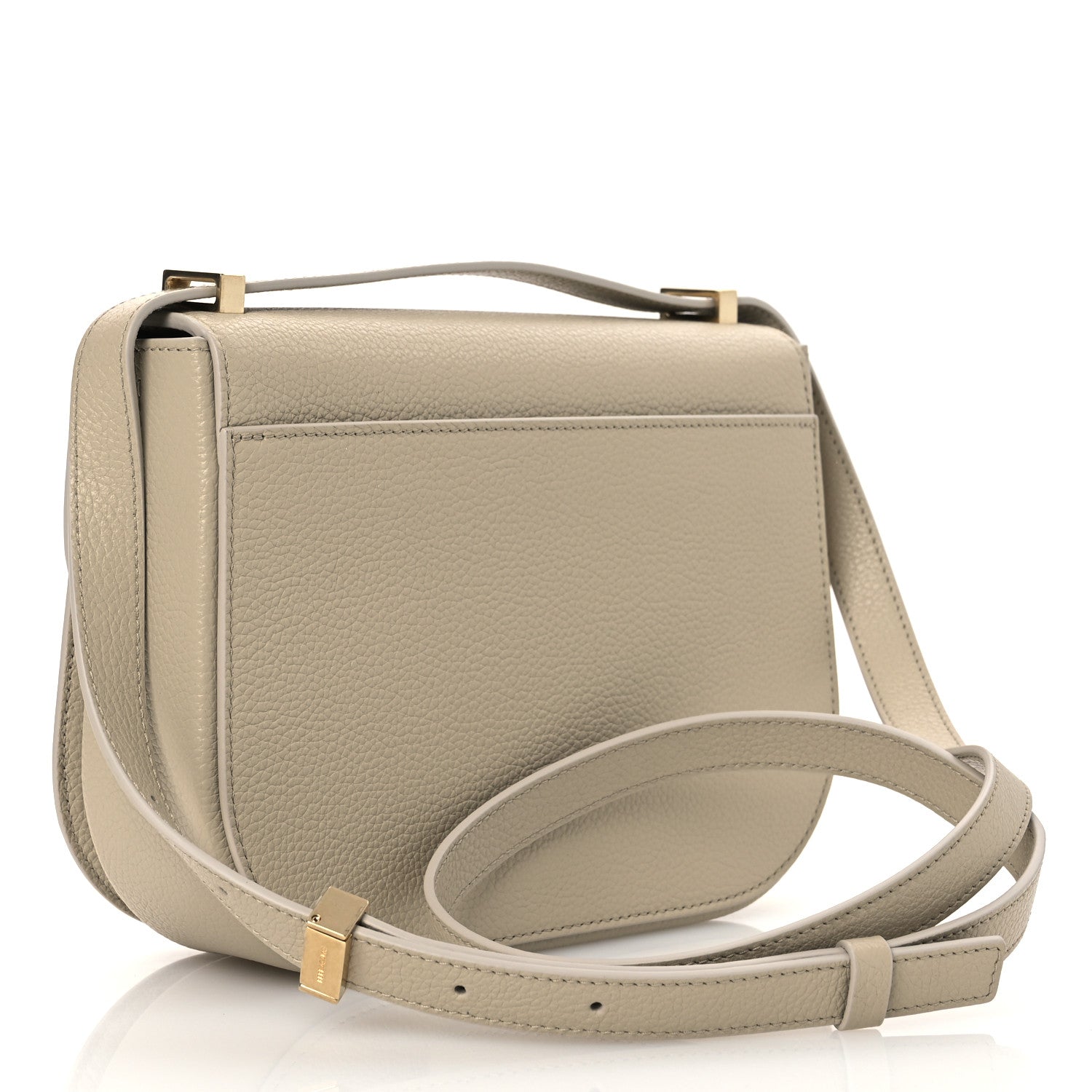 Salvatore Ferragamo Grained Calfskin Double Gancini Crossbody Stone 3 of 12