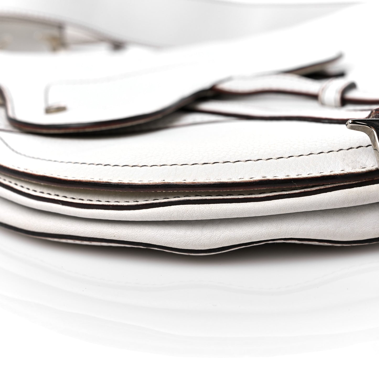 Calfskin Baudrier Saddle Bag White