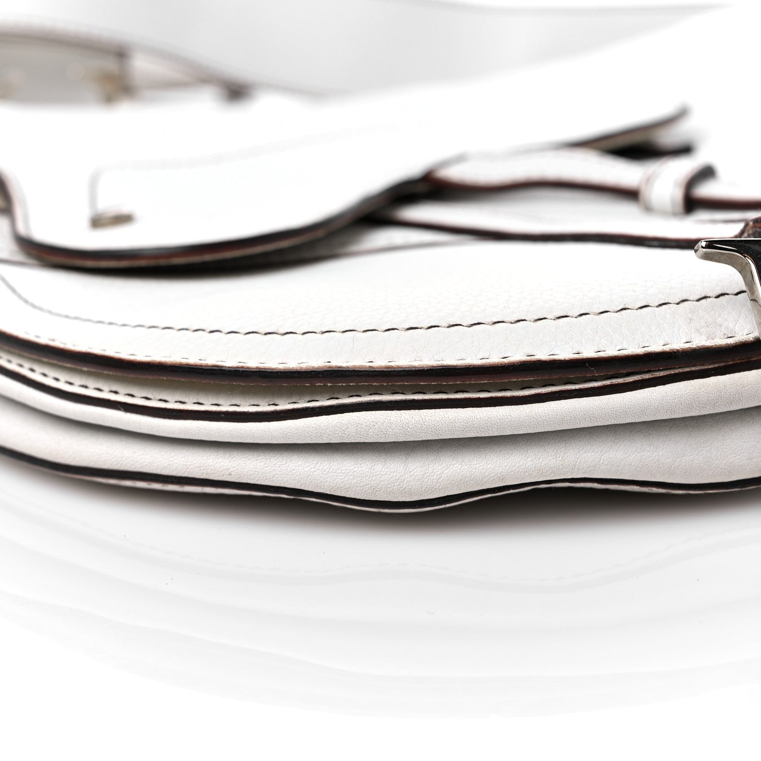 Christian Dior Calfskin Baudrier Saddle Bag White 8 of 16