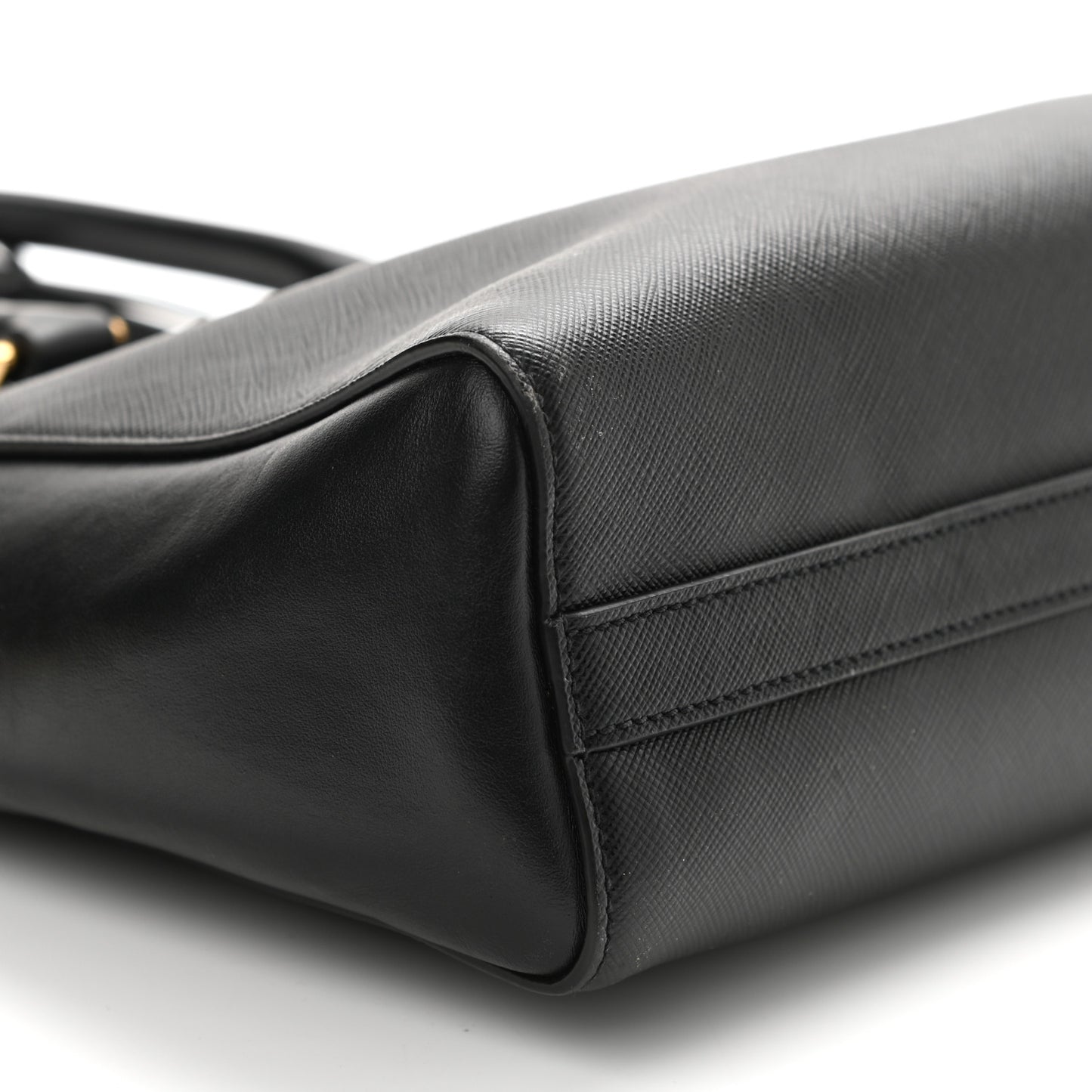 Saffiano Soft Calfskin Small Zippered Tote Black