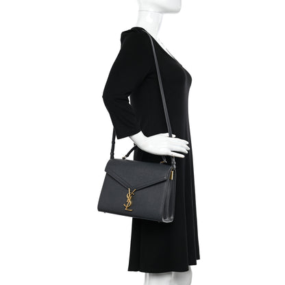 Saint Laurent Grain de Poudre Medium Classic Monogram Cassandra Top Handle Dark Smog 3 of 11