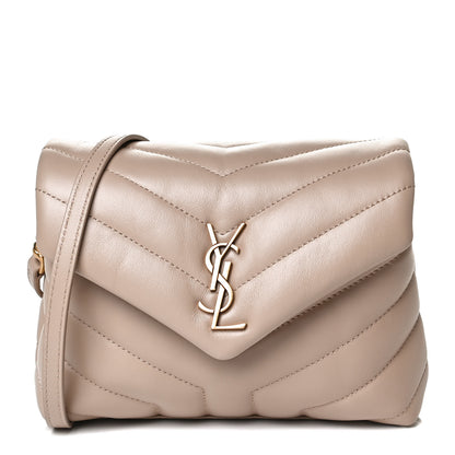 Saint Laurent Calfskin Y Quilted Monogram Toy Loulou Crossbody Bag Dark Beige 1 of 14