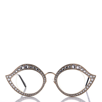 Gucci Metal Crystal Cat Eye Sunglasses GG0046S Gold 2 of 7