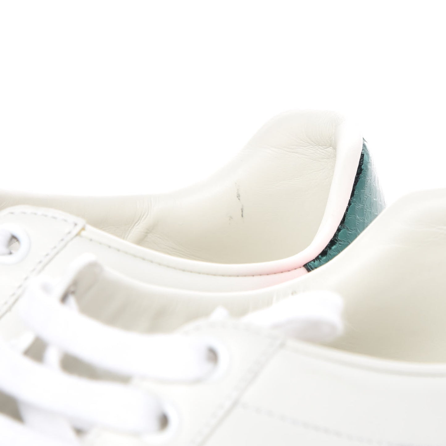 Calfskin Ayers Bee Embroidered Womens Ace Sneakers 37.5 White Green