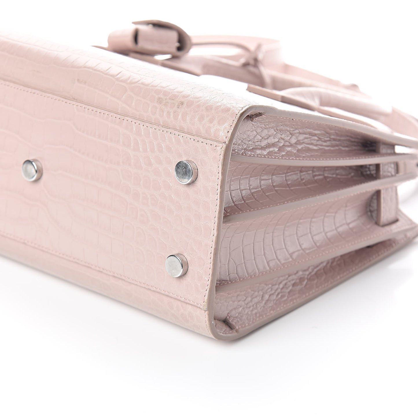 Calfskin Crocodile Embossed Baby Sac De Jour Rose Antic