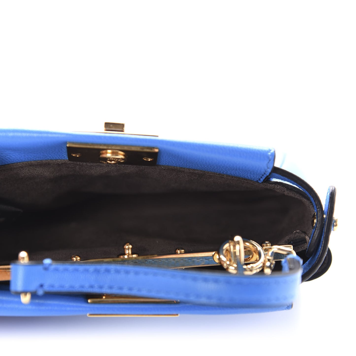 Shiny Nappa Micro Peekaboo Iconic Satchel Blue Royal