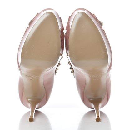 Valentino Garavani Patent Rockstud Peep Toe Platform Pumps 38.5 Pop Gardenia Poudre 5 of 13