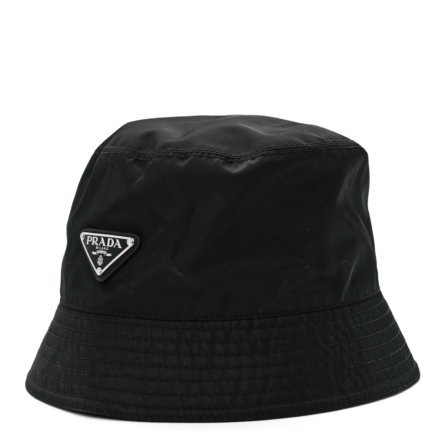 Re-Nylon Metal Triangle Logo Womens Bucket Hat M Black
