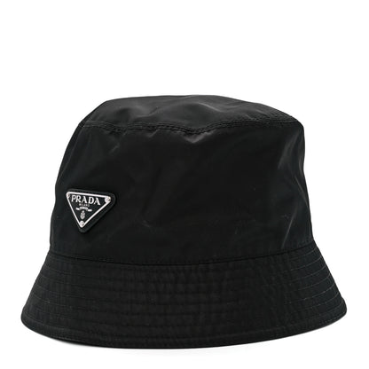 Prada Re-Nylon Metal Triangle Logo Womens Bucket Hat M Black 1 of 8