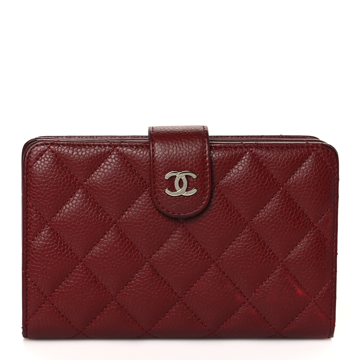 Caviar Quilted Zipped Pocket Wallet Red
