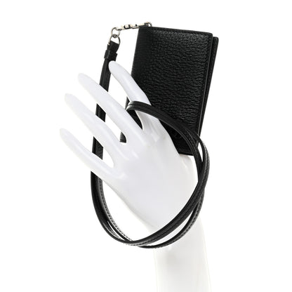 Gucci Calfskin Boar Effect Monochrome GG Marmont Card Case with Removable Strap Black 2 of 8