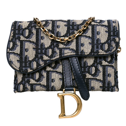Christian Dior Oblique Nano Saddle Chain Pouch Blue 1 of 4