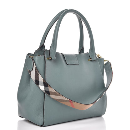 Burberry Soft Grain Calfskin Medium Buckle Tote Celadon Blue 4 of 9