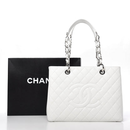 Chanel Caviar Quilted Grand Shopping Tote GST White 10 of 10