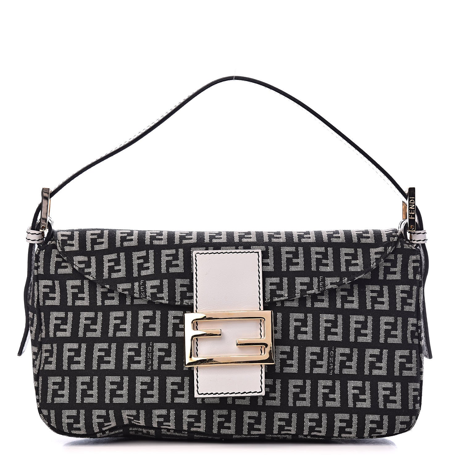 Fendi Zucchino Vitello Baguette Black White 1 of 11