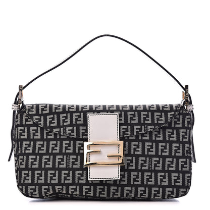 Fendi Zucchino Vitello Baguette Black White 1 of 11
