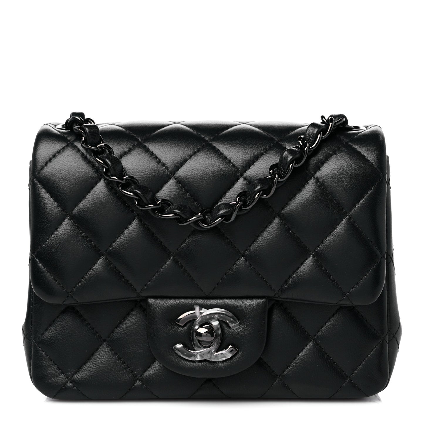 Lambskin Quilted Mini Square Flap So Black