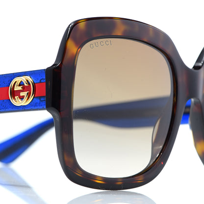 Gucci Oversize Square Web GG 0036S Sunglasses Tortoise 8 of 9