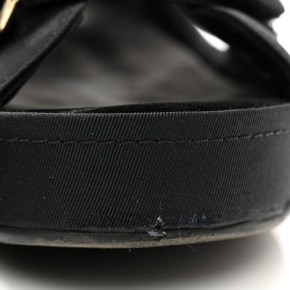 Chanel Grosgrain Crystal Logo Platform Sandals 38 Black 9 of 10