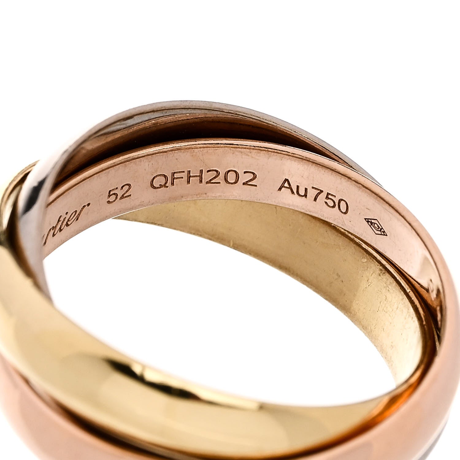 Cartier 18K Pink Yellow White Gold Classic Trinity Ring 52 6 5 of 6