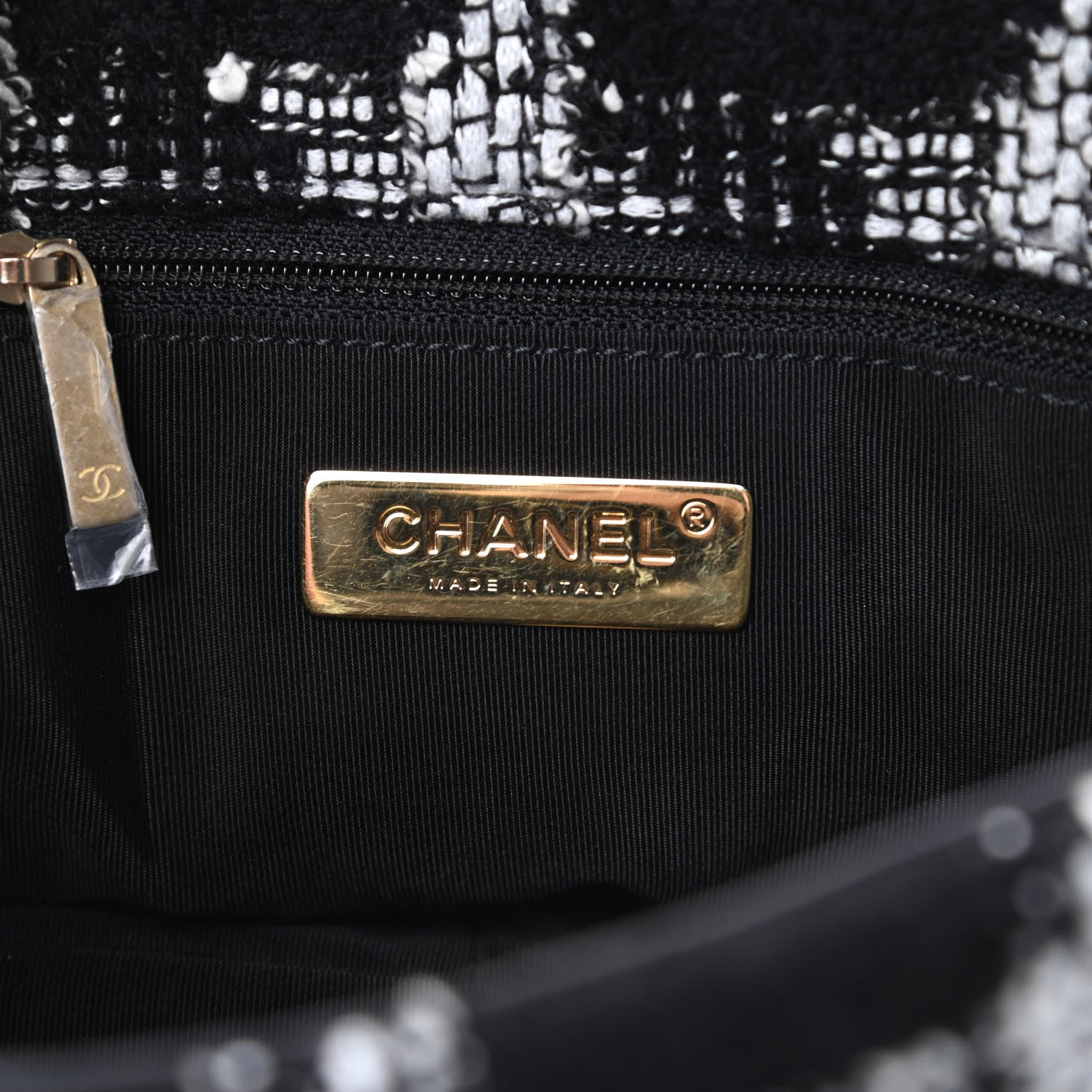 Chanel Tweed Quilted Large Chanel 19 Flap Black White 6 of 10