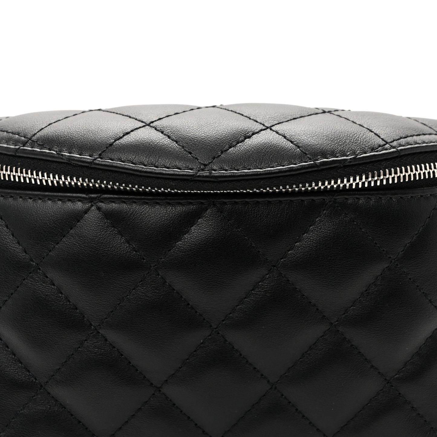 Calfskin Quilted Uniform Waist Belt Bag Black