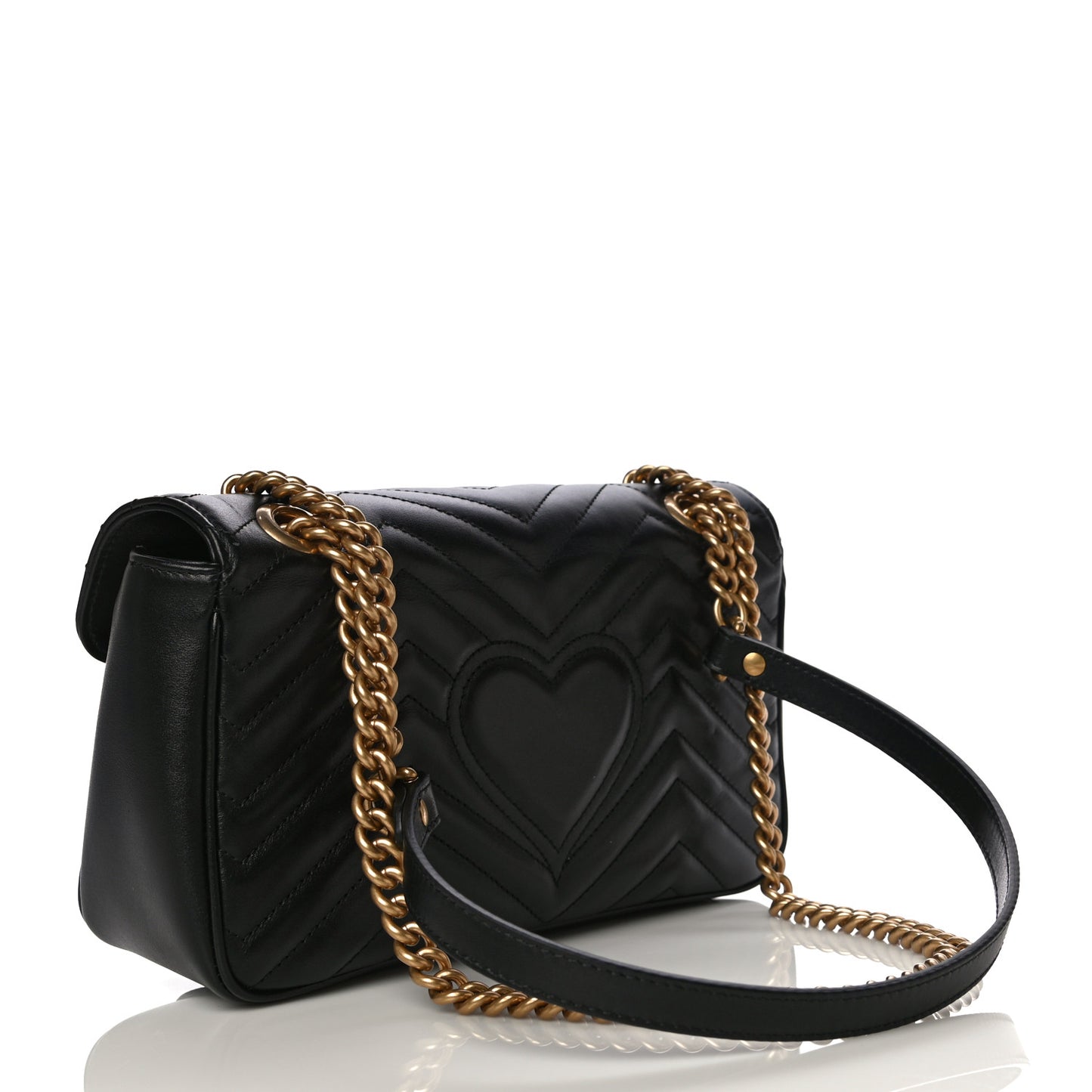 Calfskin Matelasse Small GG Marmont Shoulder Bag Black