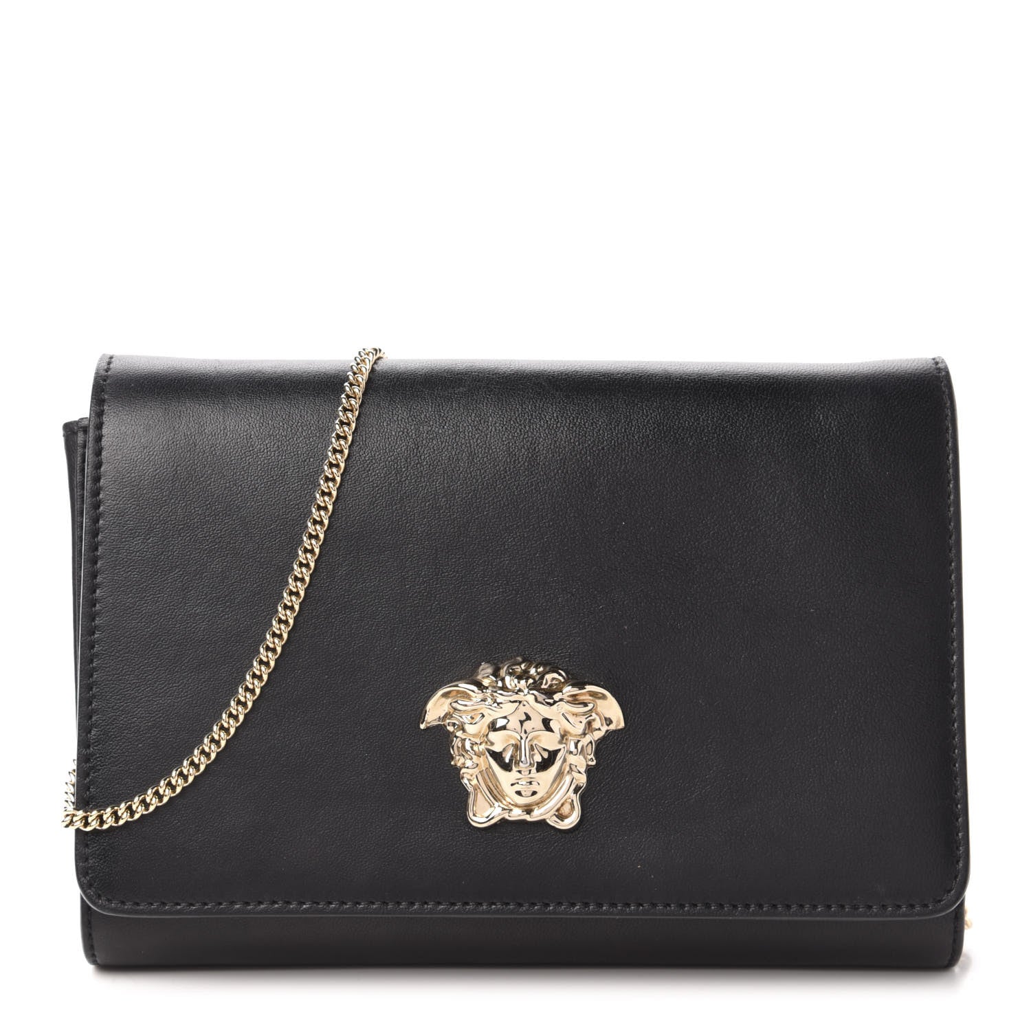 Versace Vitello Palazzo Medusa Evening Clutch Bag Black 1 of 10