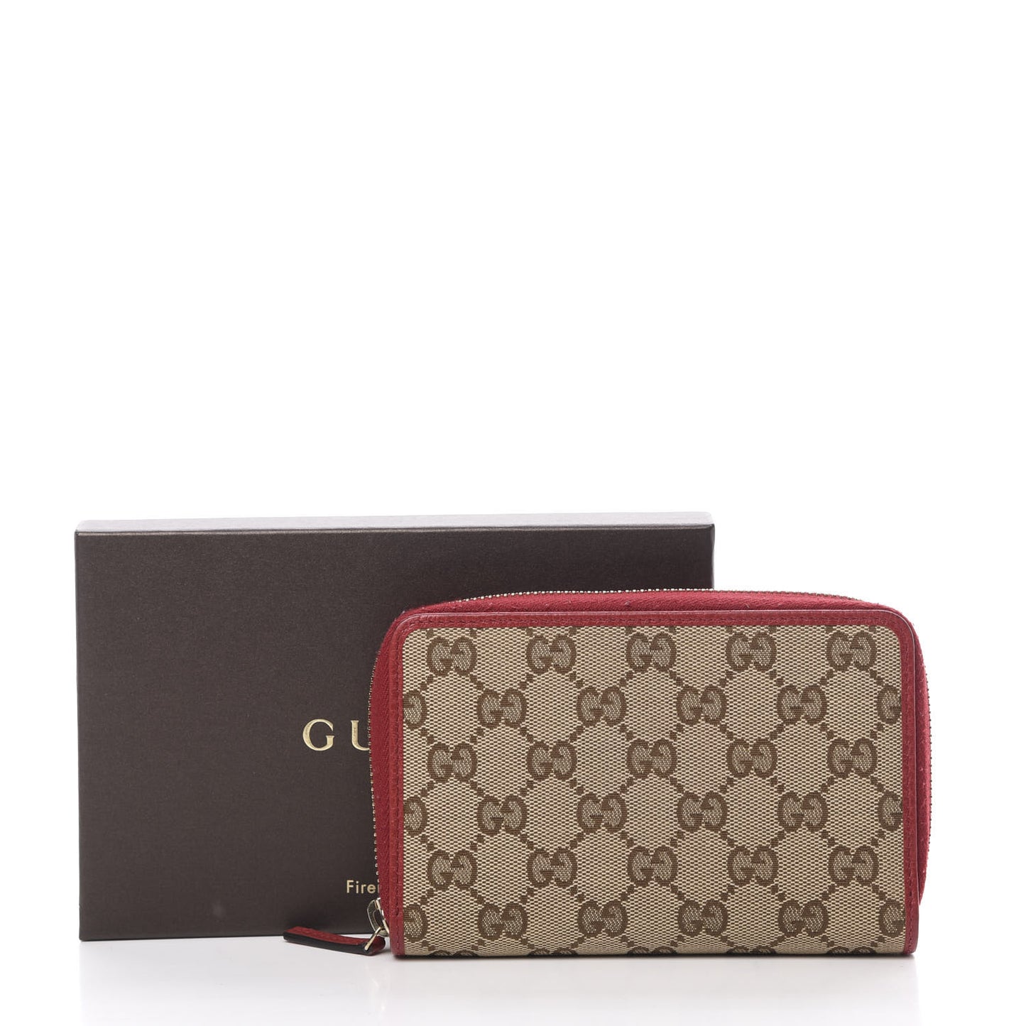 Monogram Dollar Calfskin Zip Around Compact Wallet Beige Ebony Rosso