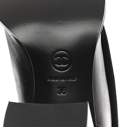 Chanel Calfskin Knit CC Short Boots 36 Black 6 of 11