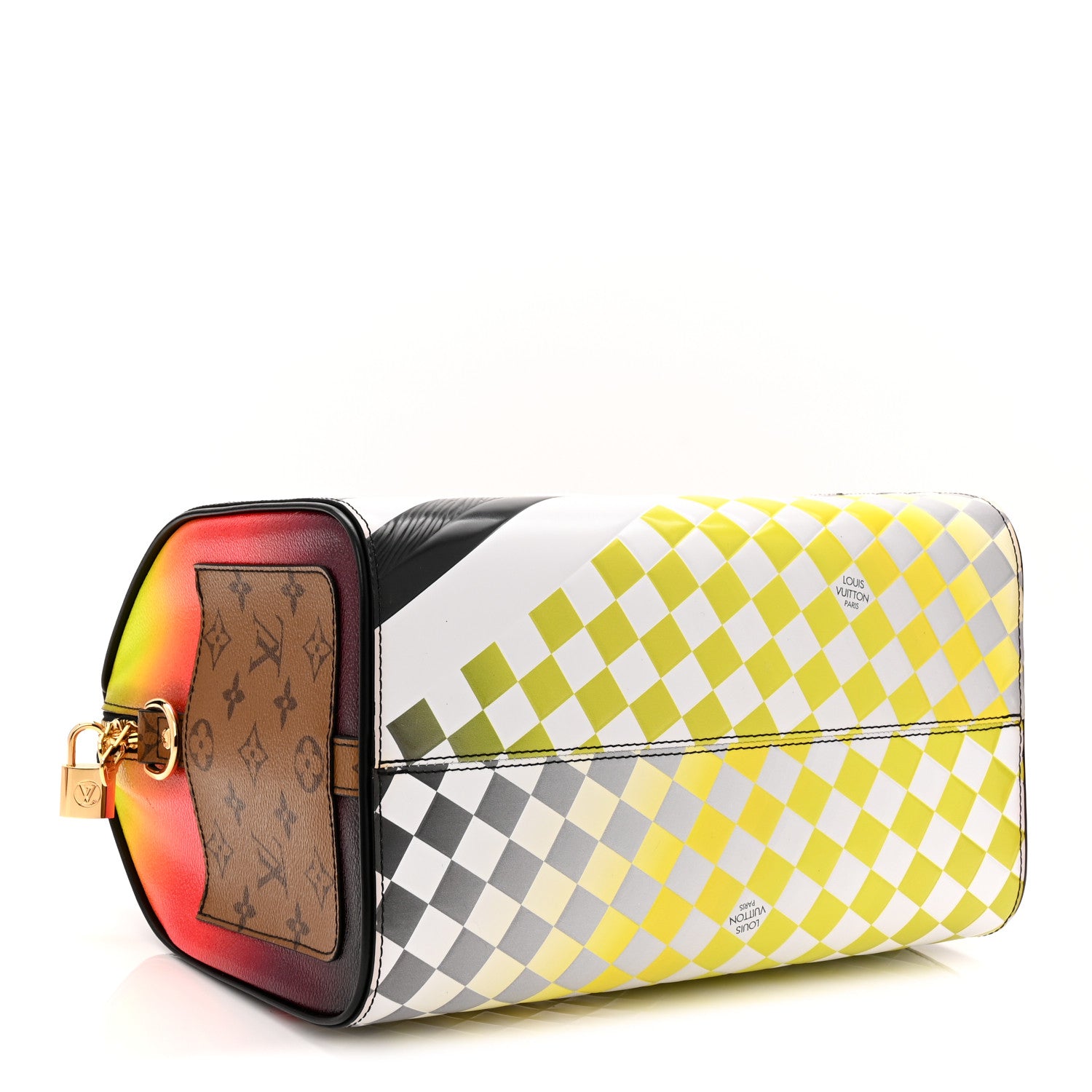 Louis Vuitton Epi Reverse Monogram Damier Race Speedy Bandouliere 30 Black Yellow 4 of 13