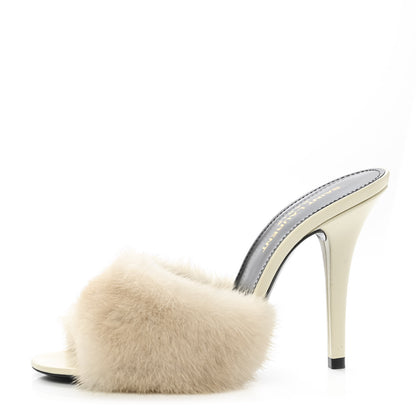 Saint Laurent Mink Calfskin Roy Mule Sandals 36 Cream 1 of 10