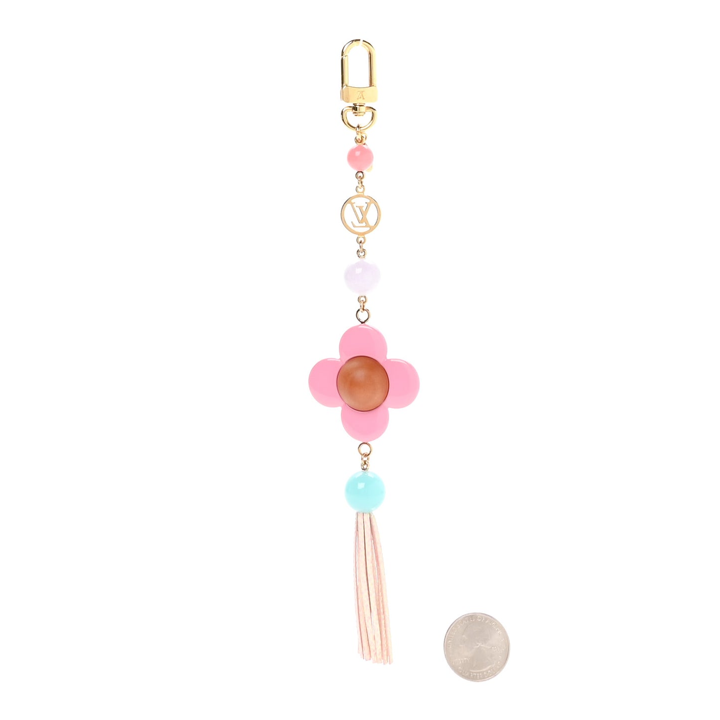 Resin Wood Vivienne Bag Charm Fuchsia Ecru White Caramel