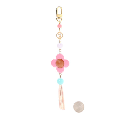 Louis Vuitton Resin Wood Vivienne Bag Charm Fuchsia Ecru White Caramel 2 of 5