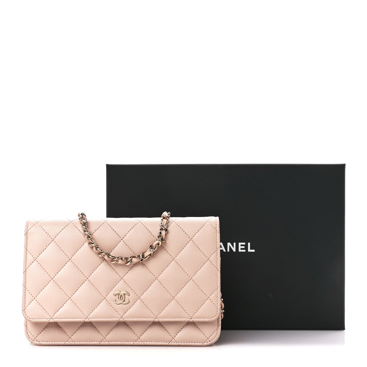 Chanel Caviar Quilted Wallet on Chain WOC Light Beige 12 of 12
