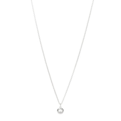 Chopard 18K White Gold Happy Diamonds 1 Floating Diamonds Round Pendant Necklace 1 of 3