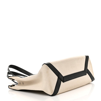 Valentino Garavani Canvas Calfskin VLTN Print Small Rockstud Tote Naturale Black 4 of 12
