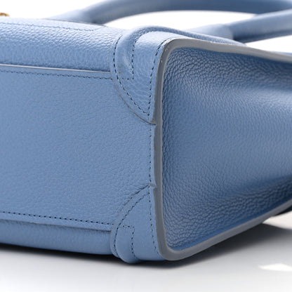 Celine Drummed Calfskin Nano Luggage Azure 14 of 16