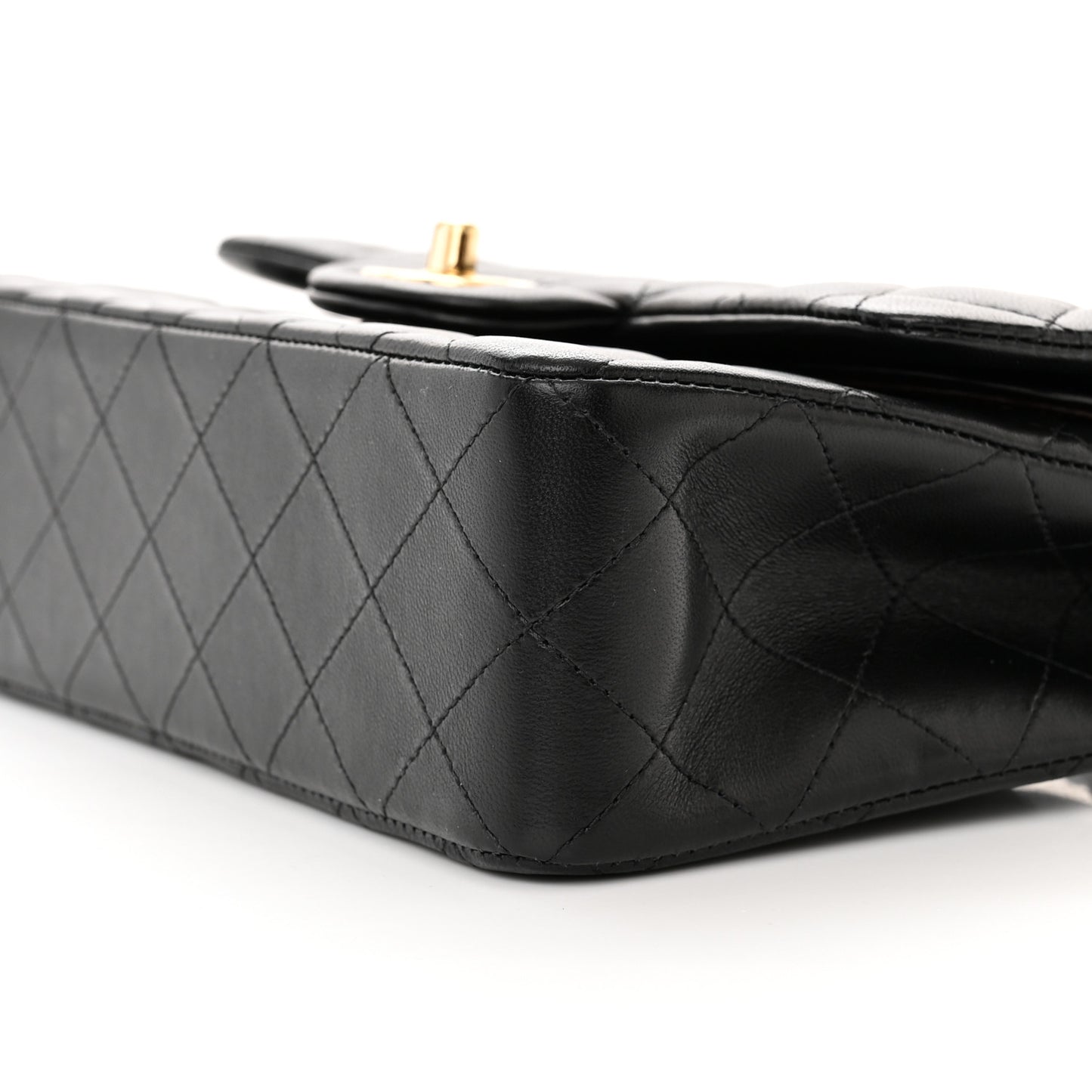 Lambskin Quilted Small Double Flap Black