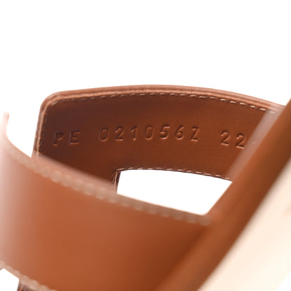 Hermes Box Calfskin Oran Sandals 39 Gold 6 of 8