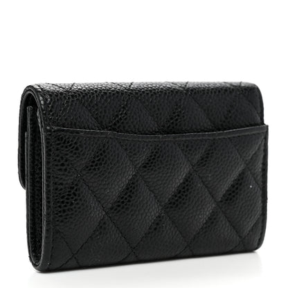 Chanel Caviar Quilted Flap Card Holder Wallet Black 3 of 7
