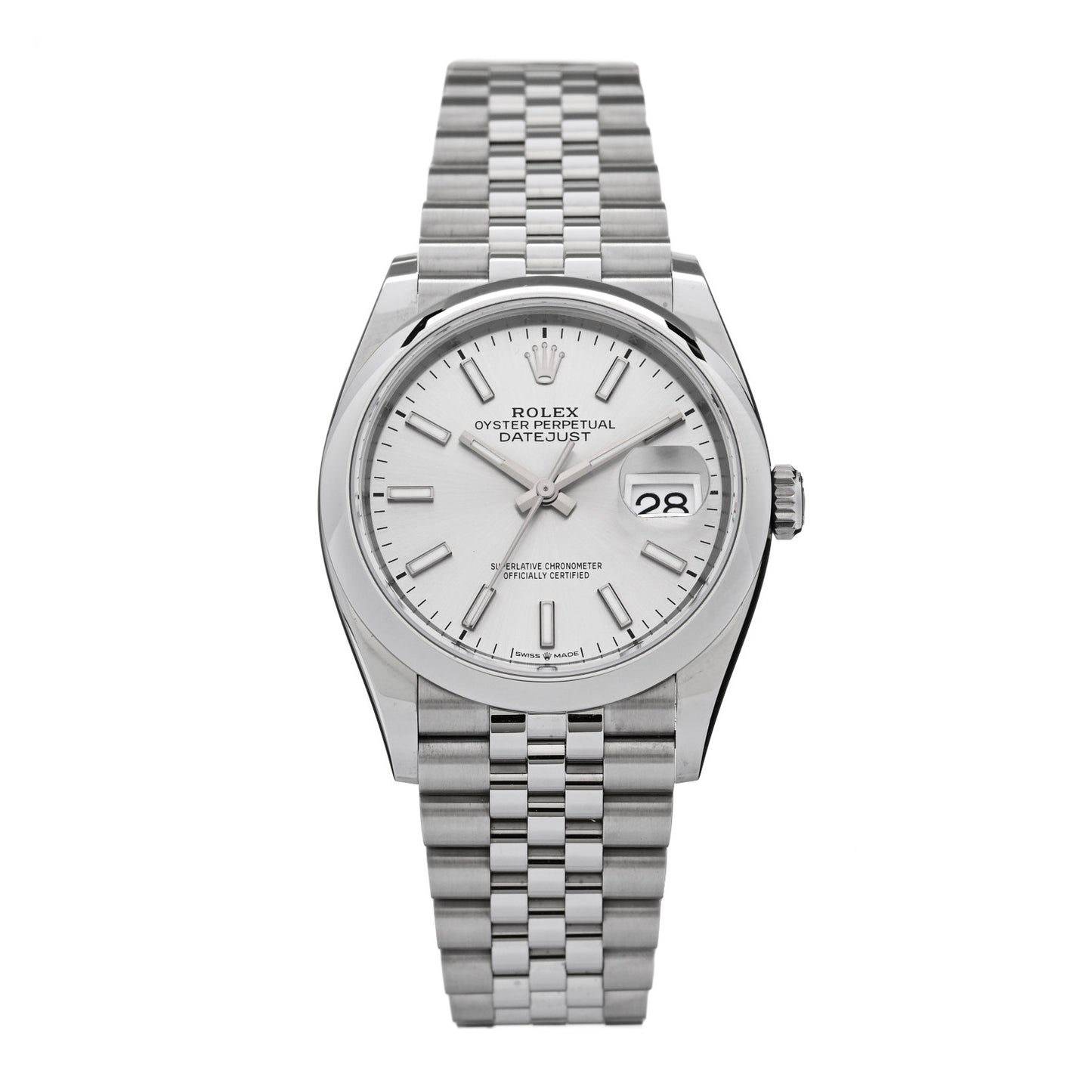 Stainless Steel 36mm Oyster Perpetual Datejust Watch Silver 126200