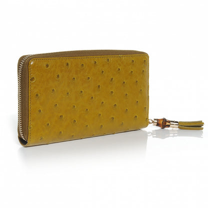 Gucci Ostrich Bamboo Zip Around Wallet Green 3 of 7