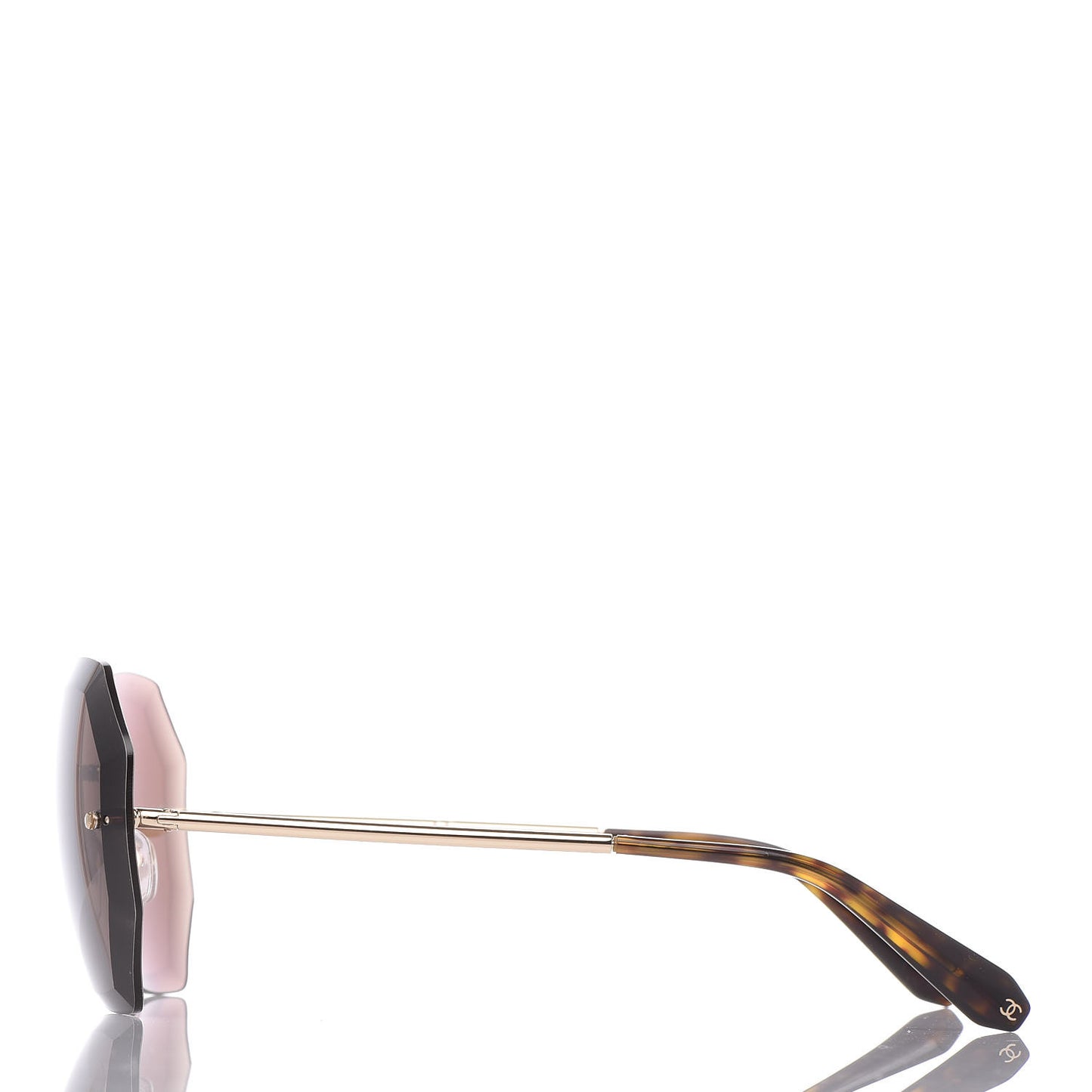 Metal Spring Round Sunglasses 4220 Gold Brown
