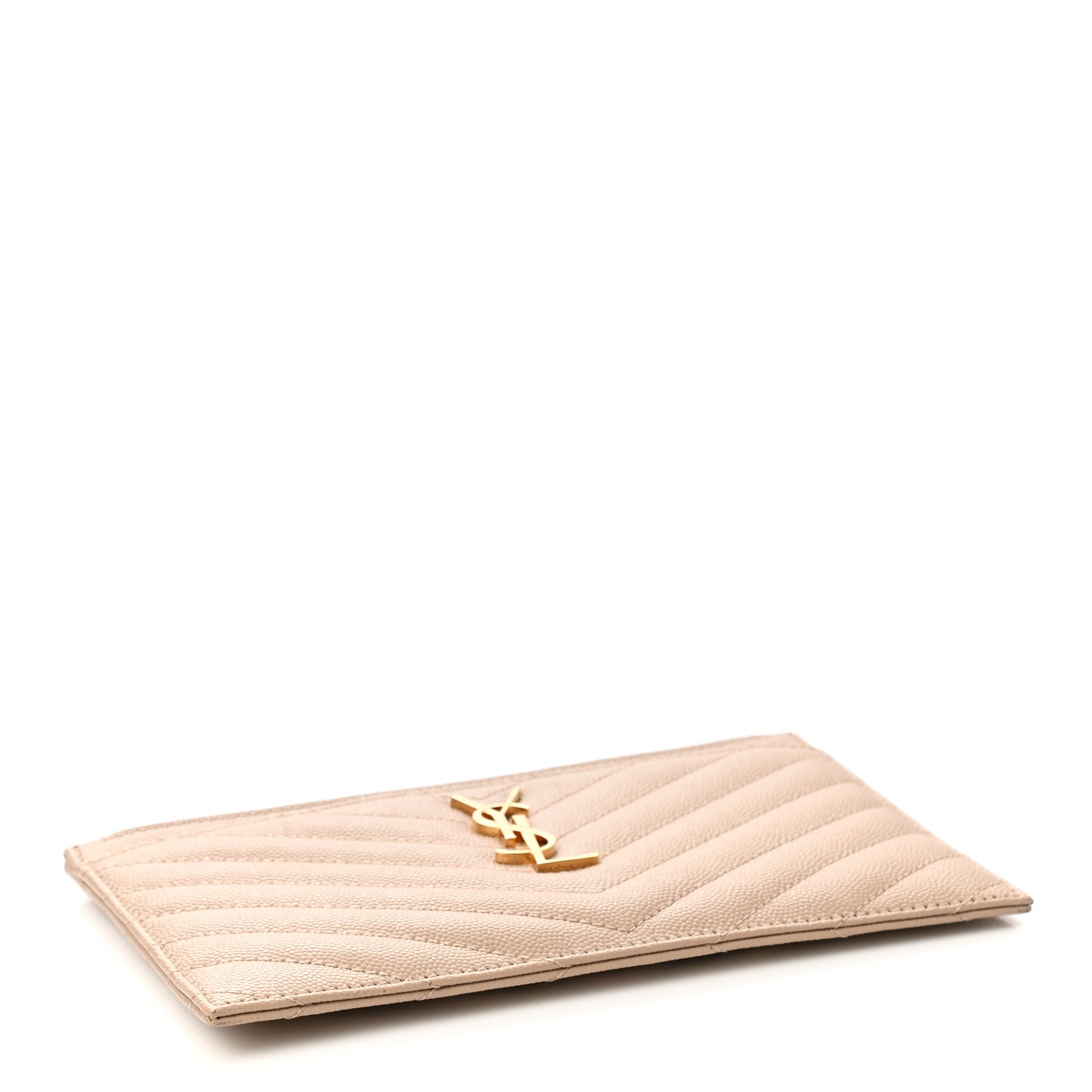 Grain De Poudre Chevron Monogram Bill Pouch Dark Beige