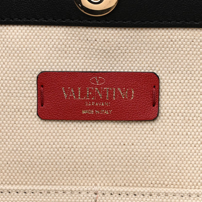 Valentino Garavani Canvas VLTN Print Large Tote Natural Black 6 of 10