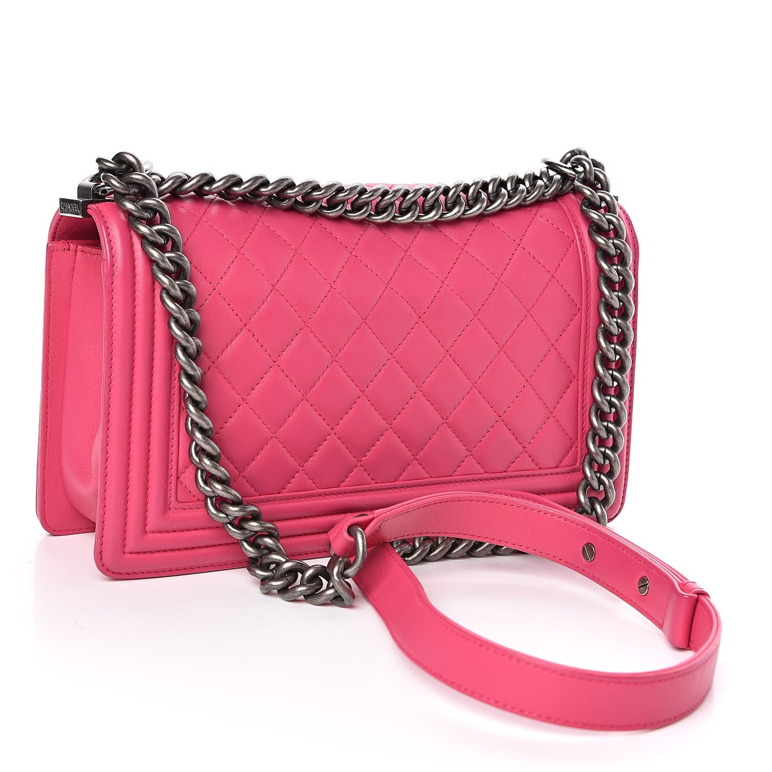 Chanel Lambskin Quilted Medium Boy Flap Dark Pink 3 of 10