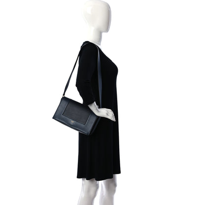 Celine Shiny Smooth Calfskin Medium Frame Shoulder Bag Black Navy 2 of 14