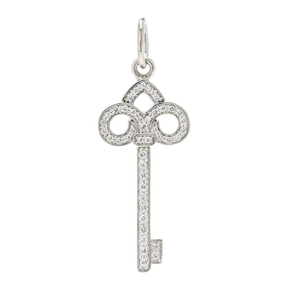 Tiffany 18K White Gold Diamond Mini Fleur De Lis Key Pendant 1 of 4